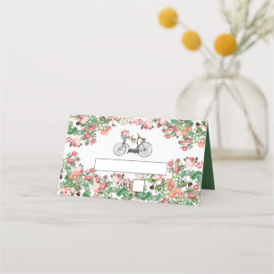 Tarjeta De Asiento Boda Romántico de Flores de Bicicleta Vintage y Av