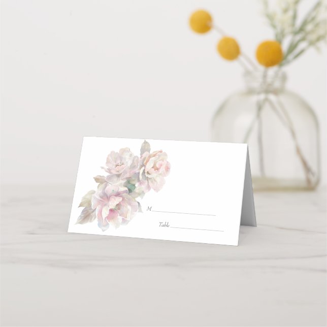 Tarjeta De Asiento Boda romántico de Rubor Peony Floral (Anverso)