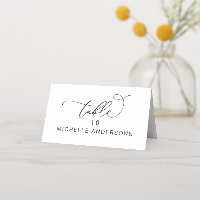 Tarjeta De Asiento Boda Romántico Elegancia Nombre de invitado (Anverso)