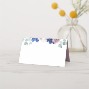 Tarjeta De Asiento Boda romántico elegante con flores azules de la ma