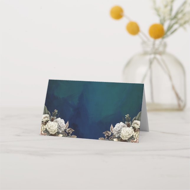 Tarjeta De Asiento Boda Romántico Floral Gold Wreath (Anverso)