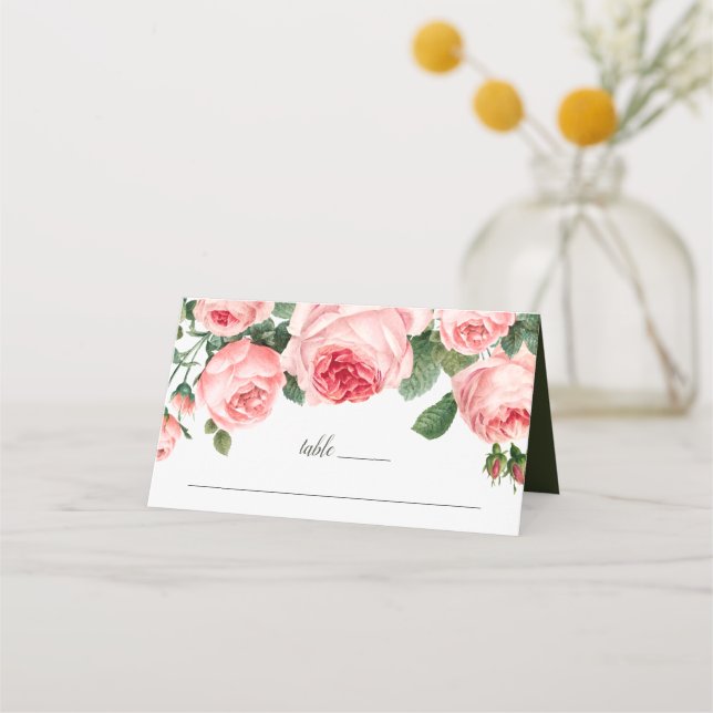 Tarjeta De Asiento Boda Rosa de color rosa (Anverso)