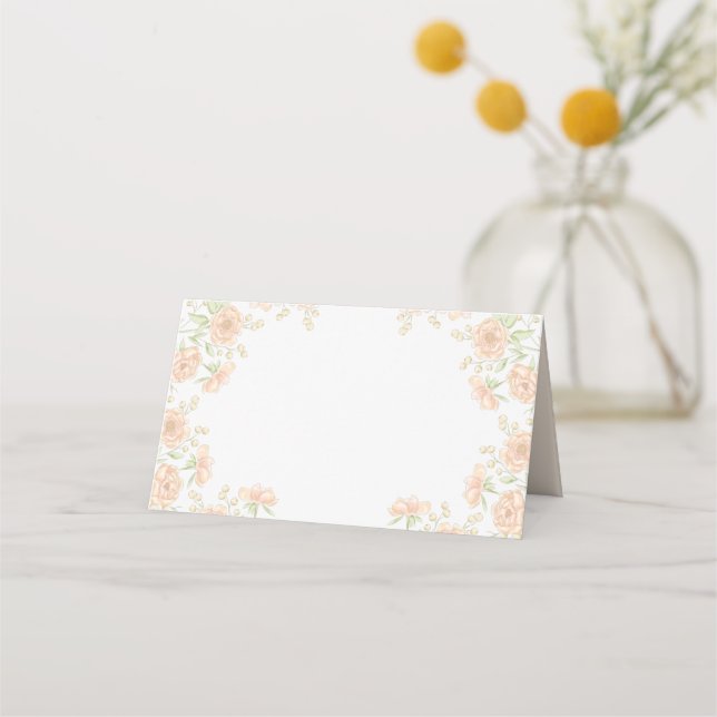 Tarjeta De Asiento Boda Rosa Melocotón (Anverso)