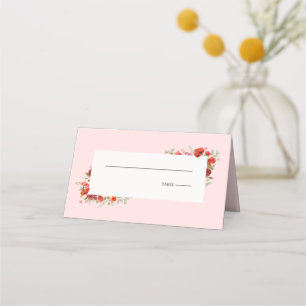 Tarjeta De Asiento Boda rosado de adormidera