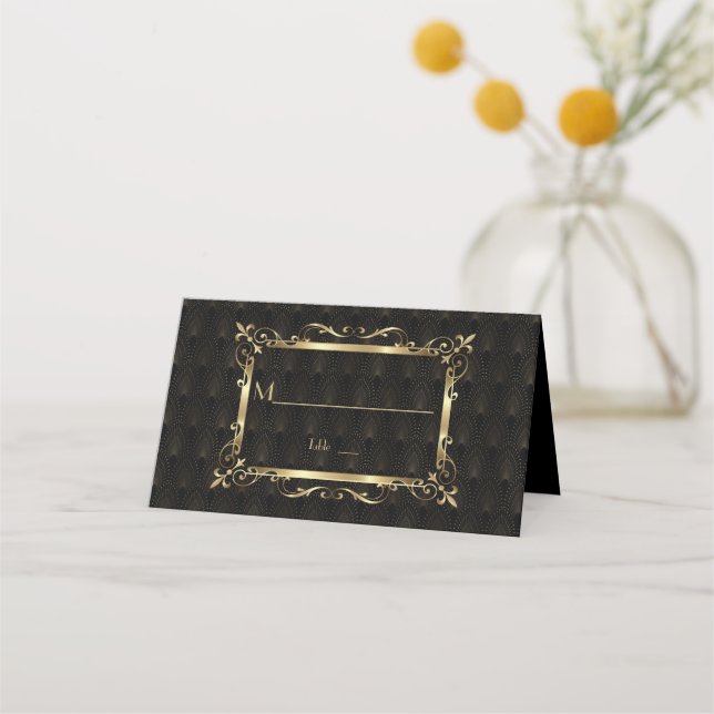 Tarjeta De Asiento Boda Royal Roaring 20's Gold Art Deco (Reverso)
