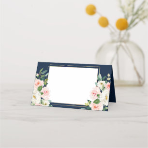Tarjeta De Asiento Boda Rubor Navy Blue Gold