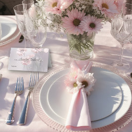 Tarjeta De Asiento Boda | Rubor Pink Daisies