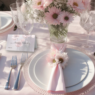 Tarjeta De Asiento Boda   Rubor Pink Daisies