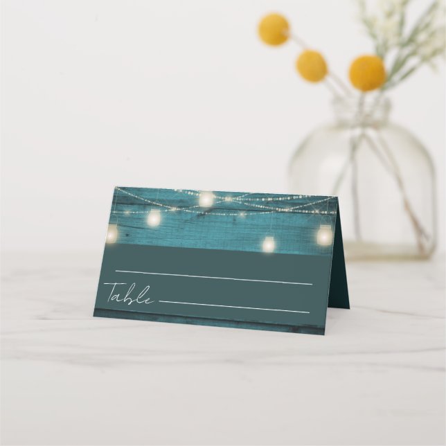 Tarjeta De Asiento Boda ruso de Boho Blue Wood (Reverso)
