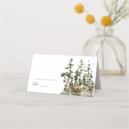 Tarjeta De Asiento Boda Rústica de Bosque de Montaña con Acuarela