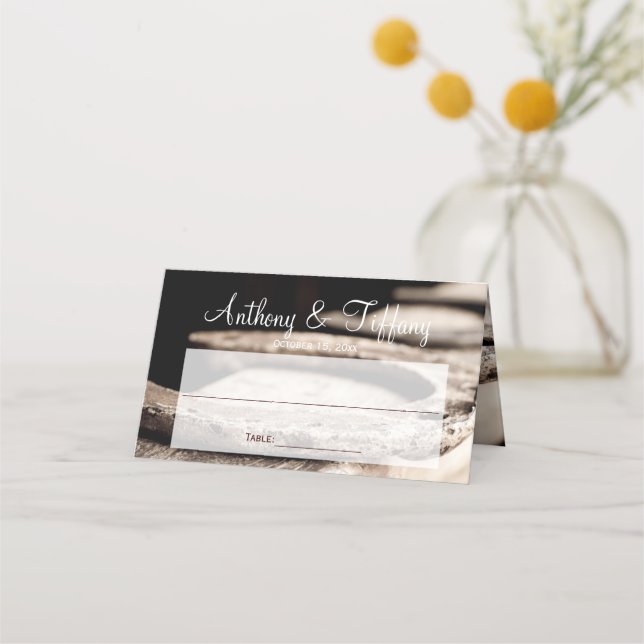 Tarjeta De Asiento Boda Rústica de Campo de Herraduras de Vaquero (Anverso)