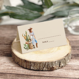 Tarjeta De Asiento Boda rústica de la niña de vaca occidental