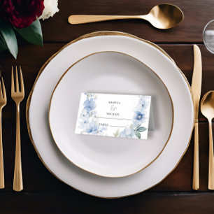 Tarjeta De Asiento Boda rústica elegante de flores silvestres azules