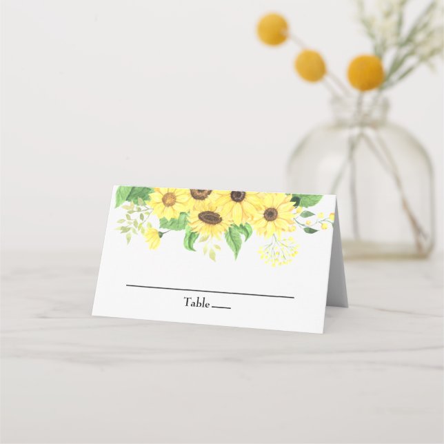 Tarjeta De Asiento Boda Rústica Floral de Girasol Elegante (Anverso)