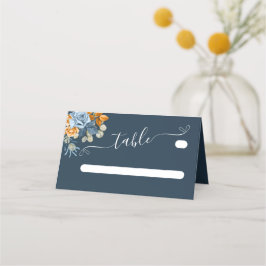 Tarjeta De Asiento Boda Rústica Naranja Terracota Azul Marino Óxido