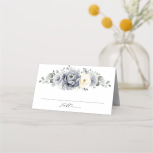 Tarjeta De Asiento Boda Rústico de Invierno de Marfil Gris Plateado