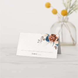 Tarjeta De Asiento Boda Rústico De La Marina Terracota Azul Pampas