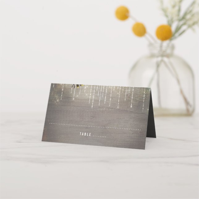 Tarjeta De Asiento Boda Rústico de Luces de Rústica (Anverso)