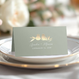 Tarjeta De Asiento Boda Sage Green y Gold