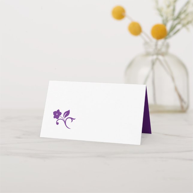 Tarjeta De Asiento Boda Secret Garden Purple Floral Lovebirds (Anverso)