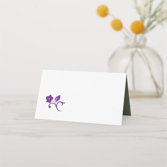 Tarjeta De Asiento Boda Secret Garden Purple Floral Sage Lovebirds (Anverso)