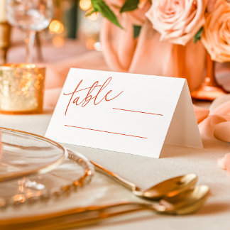 Tarjeta De Asiento Boda Simple Caligrafía Naranja Atardecer Verona 