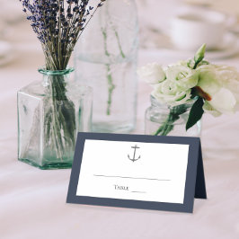 Tarjeta De Asiento Boda simple de ancla náutica | Azul Marino