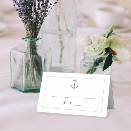 Tarjeta De Asiento Boda simple de ancla náutica | Blanco