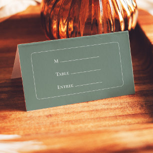 Tarjeta De Asiento Boda simple de Boho Sage Entree Choice plegado