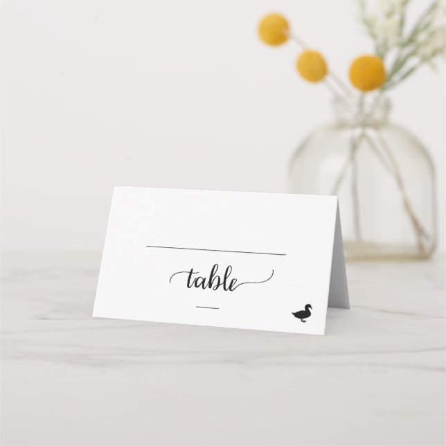 Tarjeta De Asiento Boda simple de la opción de la comida del pato par (Anverso)