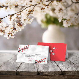 Tarjeta De Asiento Boda Temático de la Flora de Cerezo Rojo