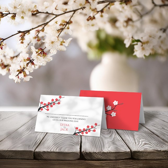 Tarjeta De Asiento Boda Temático de la Flora de Cerezo Rojo (Subido por el creador)