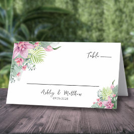 Tarjeta De Asiento Boda tropical de acuarela floral
