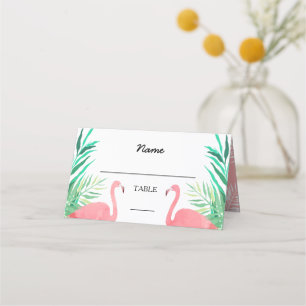 Tarjeta De Asiento Boda tropical de flamencos acuáticos