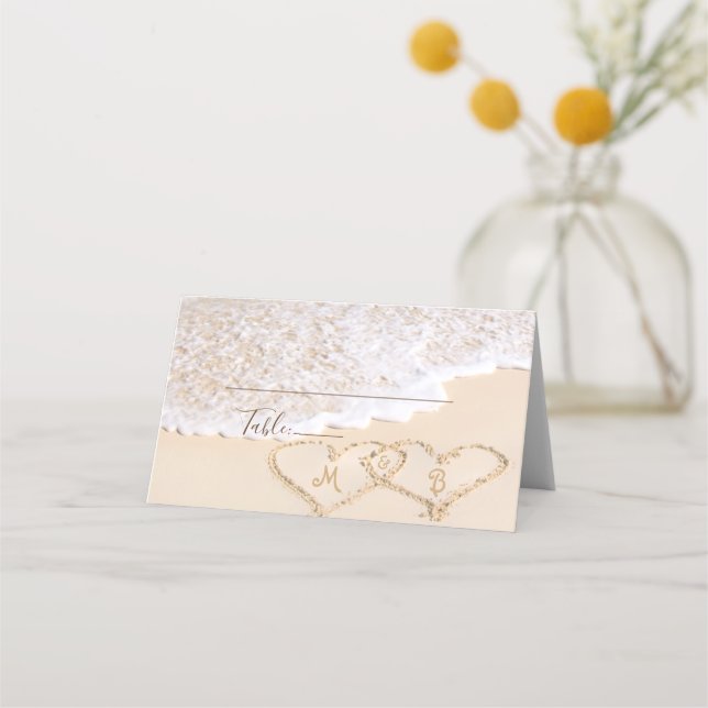 Tarjeta De Asiento Boda Tropical de Olas del Océano Azul (Anverso)