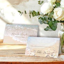 Tarjeta De Asiento Boda Tropical de Olas del Océano Azul