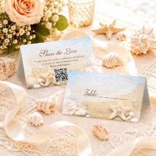 Tarjeta De Asiento Boda Tropical de Playa con Océano Azul Personaliza