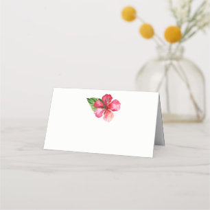 Tarjeta De Asiento Boda tropical del Hibiscus Rojo