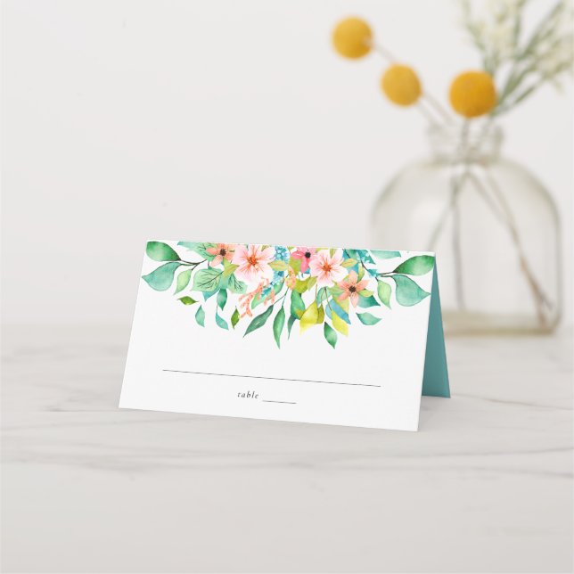 Tarjeta De Asiento Boda Tropical Floral (Anverso)