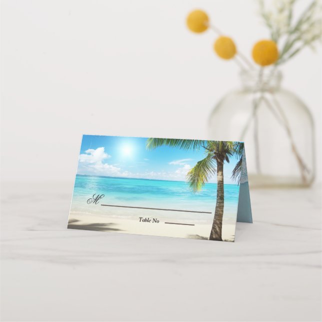 Tarjeta De Asiento Boda único de flores de madera de arbor Beach (Anverso)