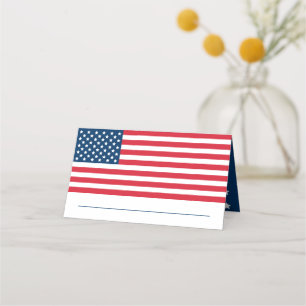 Tarjeta De Asiento Boda USA Bandera Americana Roja Blanca Azul