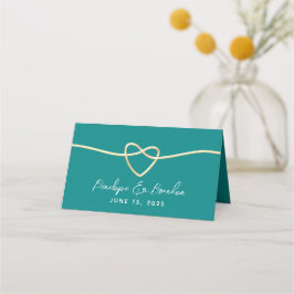 Tarjeta De Asiento Boda Verde Azul