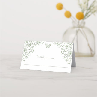 Tarjeta De Asiento Boda Verde de la orquesta victoriana Grace Floral