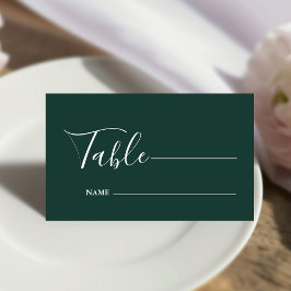 Tarjeta De Asiento Boda verde esmeralda Minimalista monograma