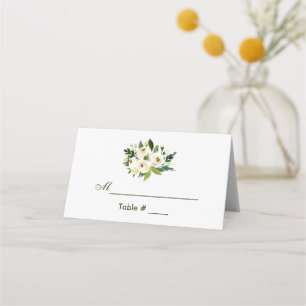 Tarjeta De Asiento Boda verde floral acuarela