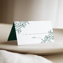 Tarjeta De Asiento Boda verde floral esbozada