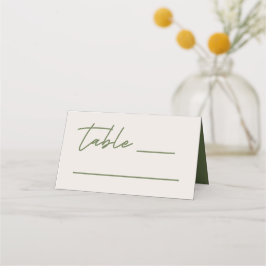 Tarjeta De Asiento Boda verde gris y oliva moderno