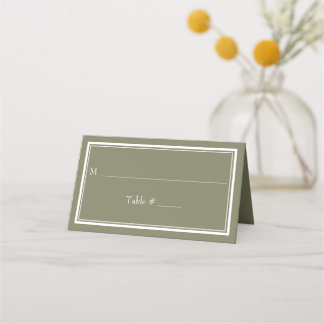 Tarjeta De Asiento Boda Verde Minimalista Moderna de Frontera