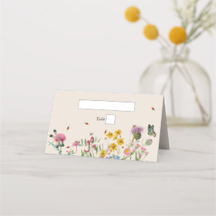 Tarjeta De Asiento Boda Watercolor Wildflower Garden & Insecs