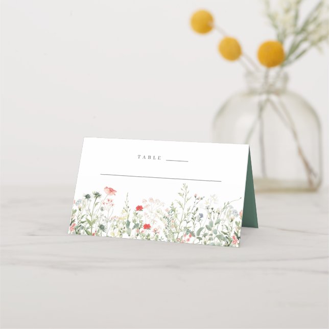 Tarjeta De Asiento Boda Wildflower Meadow (Anverso)